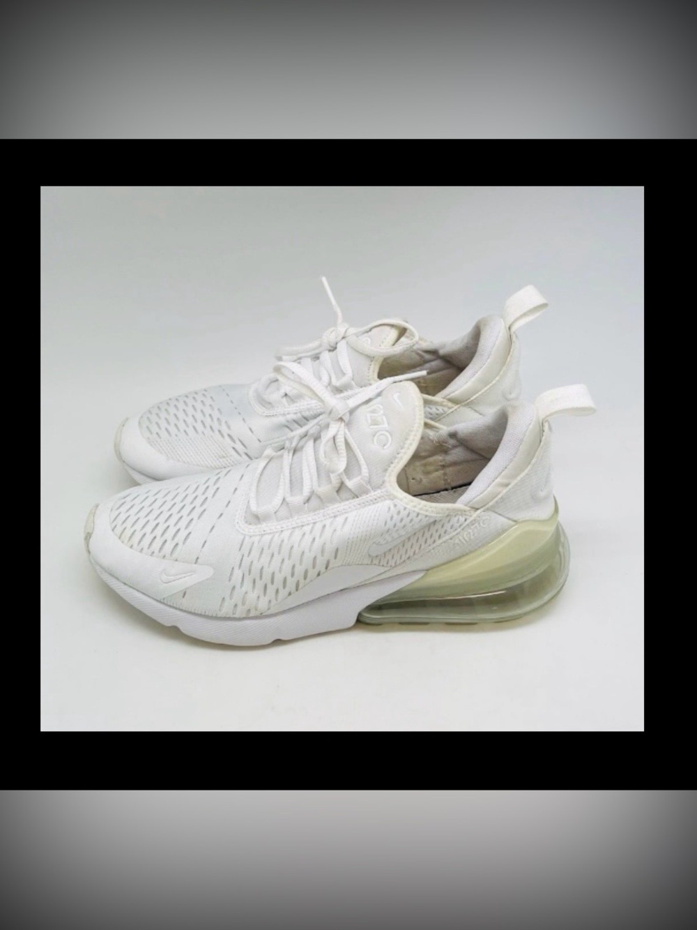 Nike Air Max 270 White Metallic Sneakers 943345-103 Shoes- Women 10 OR Men 8.5